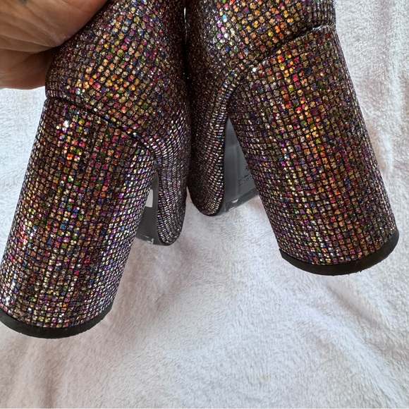 STRATEGIA Multicolor Glitter Block Heel Pumps EUC